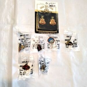 Military pushback lapel tie pins lot of 7 assorted